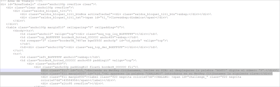 Custom JS code for Citibanamex fake page