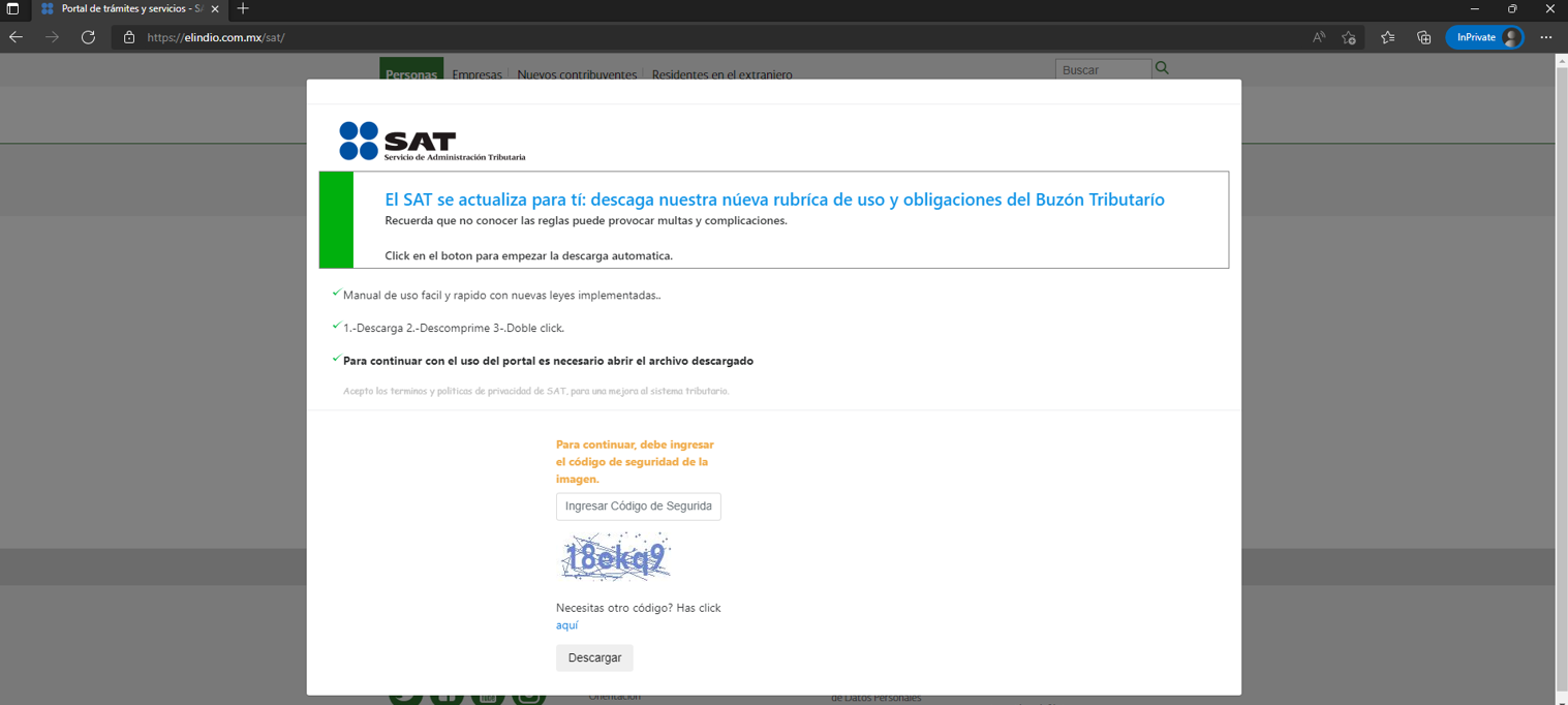 Figure 2 Pop-up requesting to download the malware