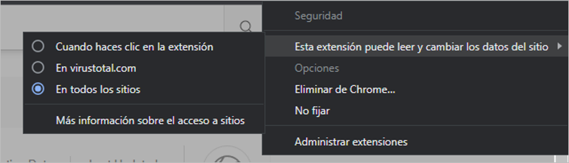 Attacker Google Chrome extension
