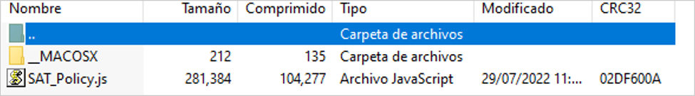 Compressed file downloaded from the impersonated site