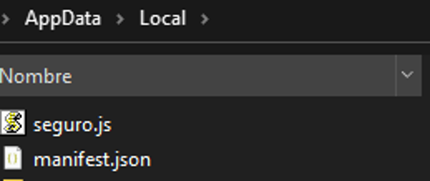Attacker extension dropped in %LOCALAPPDATA% path
