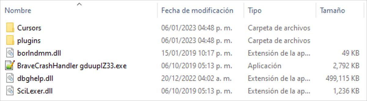 Contents of the directory where the malware is installed